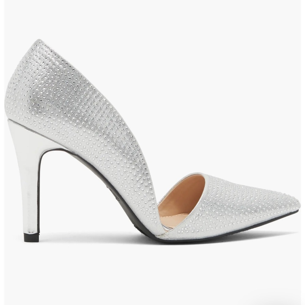 NIB MIA D’orsay Cut Out Metallic Silver Point Toe Pump Heels Size 8